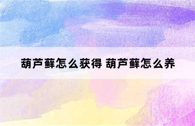 葫芦藓怎么获得 葫芦藓怎么养